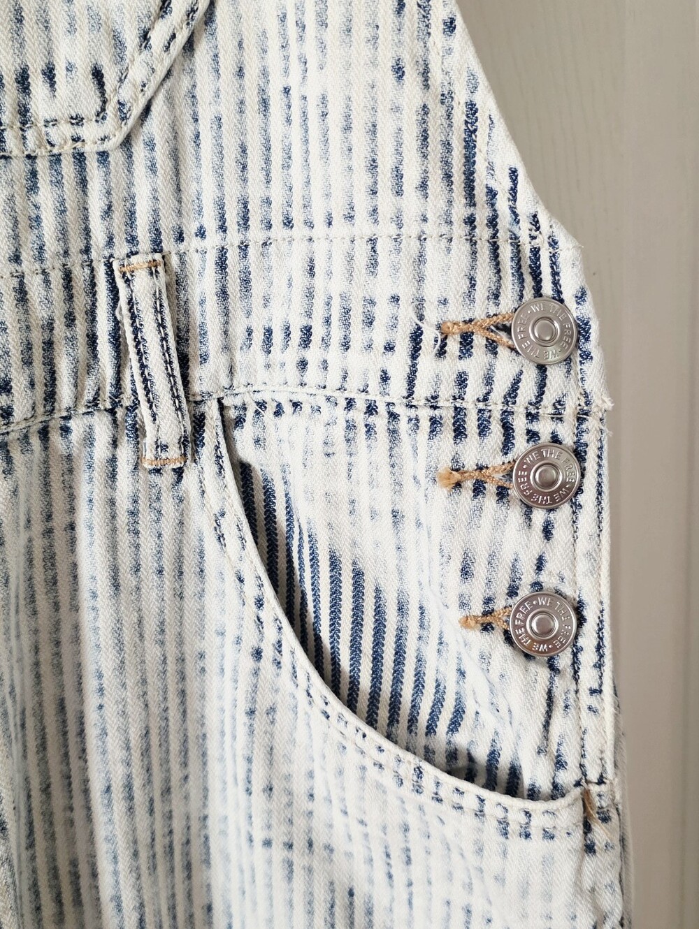 We The Free Striped Denim Overalls in Light Wash - Picture 6 of 11